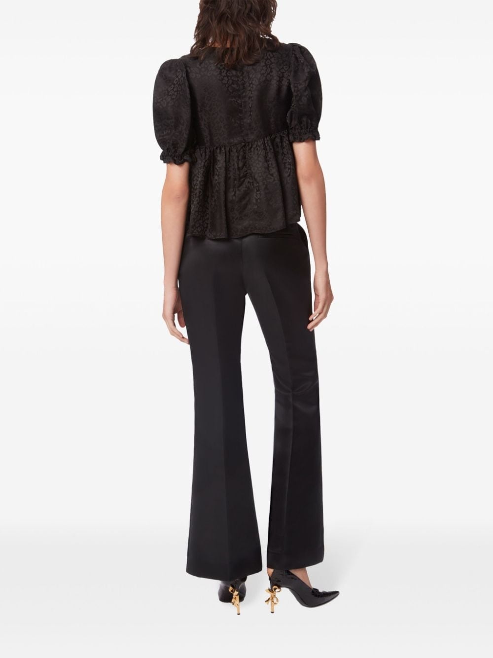 tailored flared satin trousers - 3