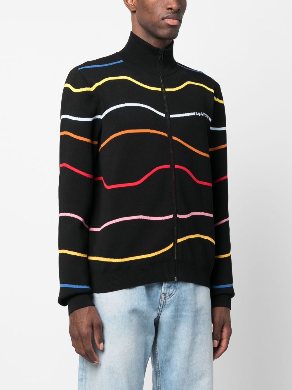 stripe-pattern cotton cardigan - 3