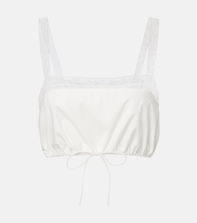 Renee lace-trimmed cotton crop top 1