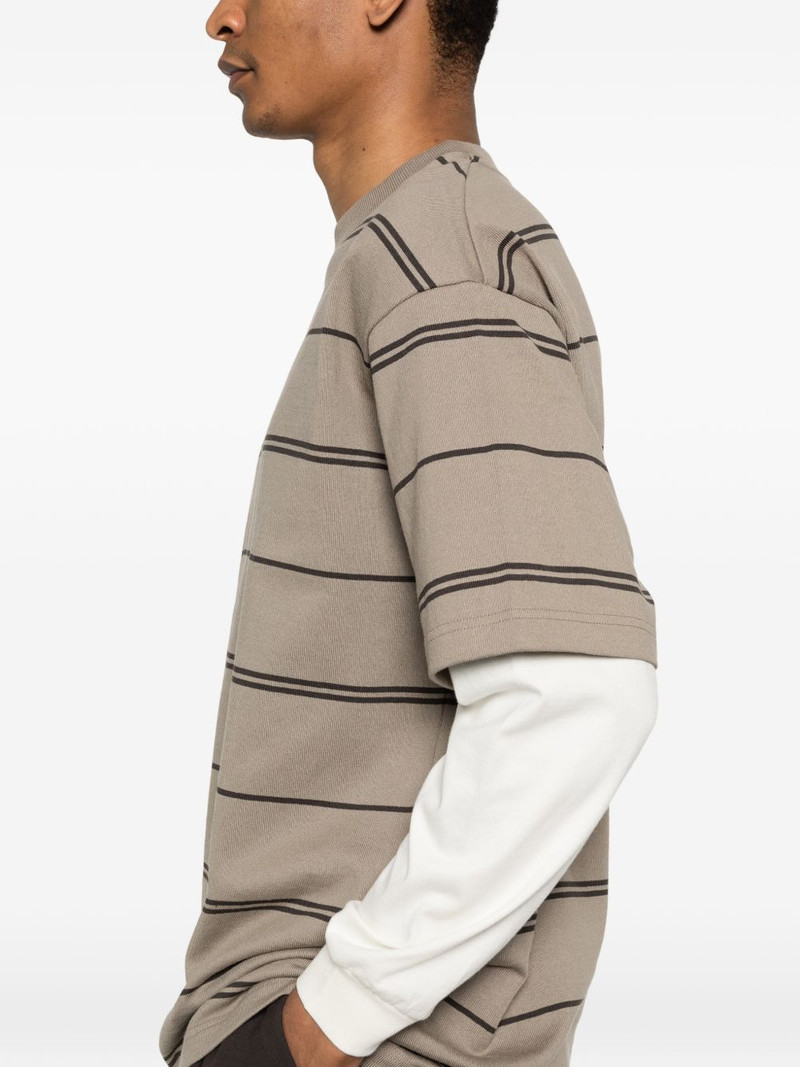 stripe-pattern layered T-shirt 5