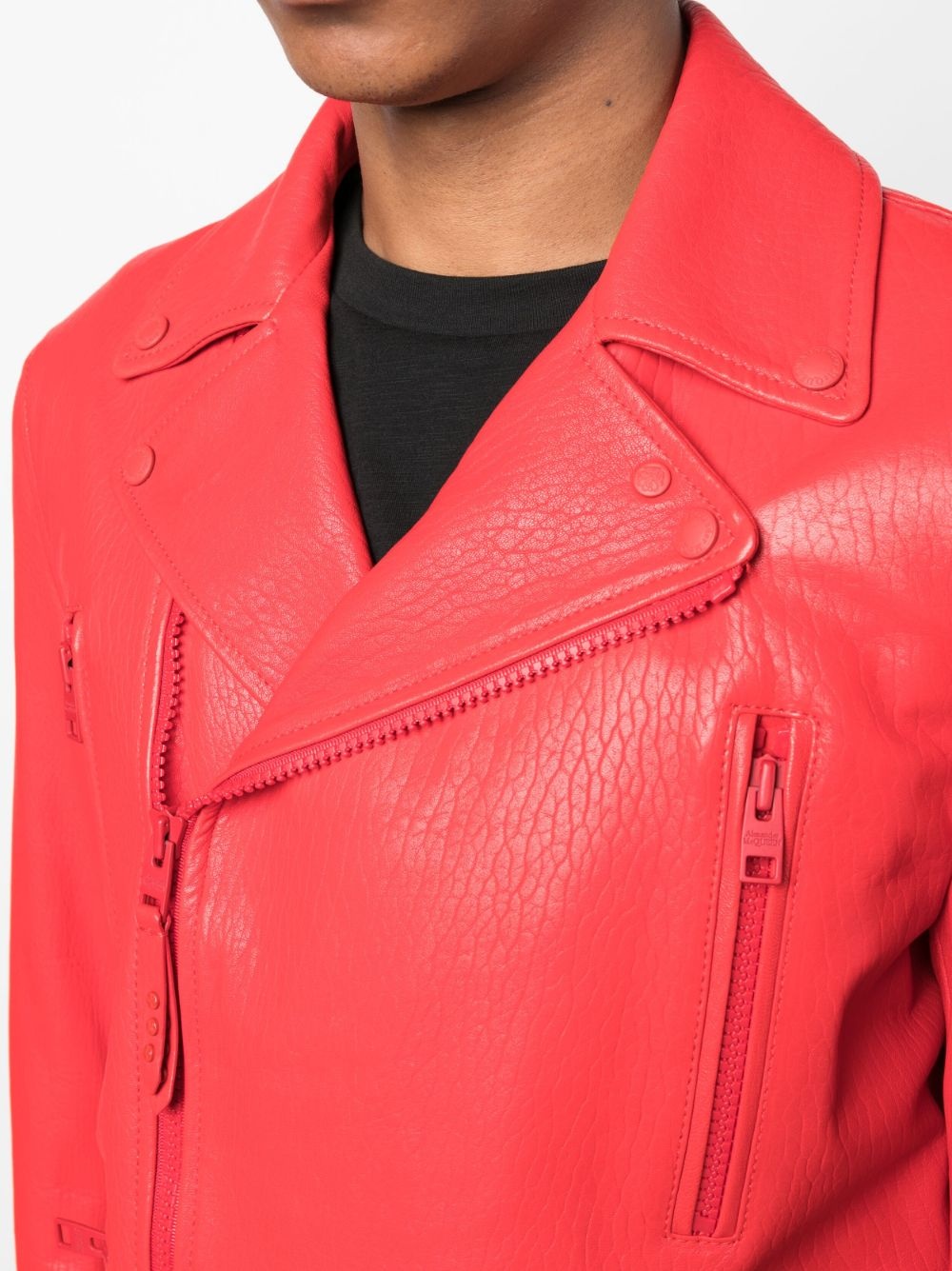 notched lapels biker jacket - 5