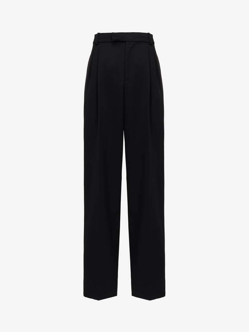 Men's Pleated Baggy Trousers in Black - 2