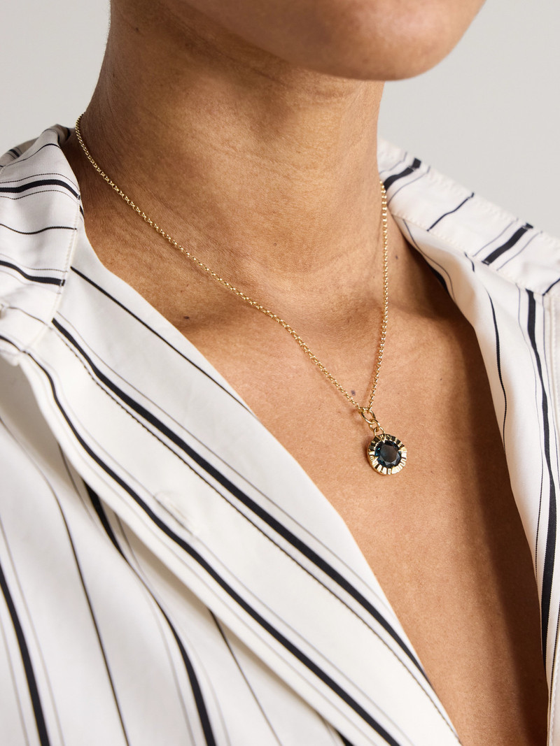 FOUNDRAE Internal Compass Belcher Chain 18-karat Gold Topaz Necklace outlook