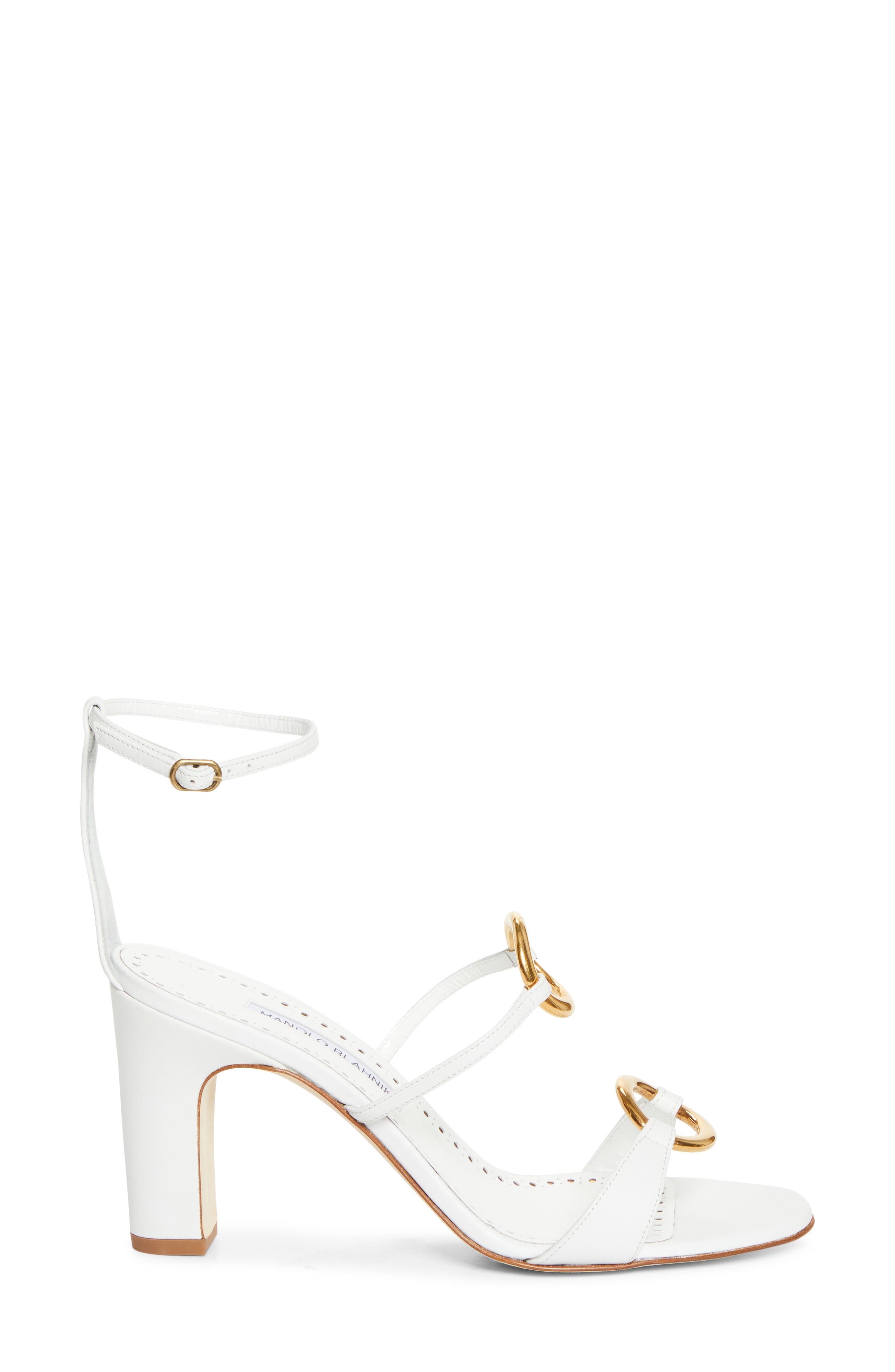 Manolo Blahnik Hisfahan Ankle Strap Sandal in White at Nordstrom - 3