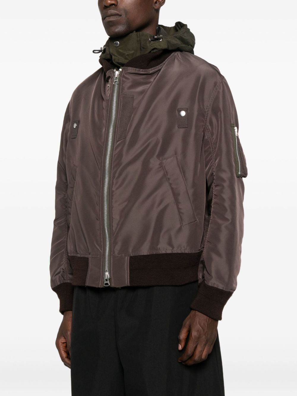 hooded zip-front bomber jacket - 3