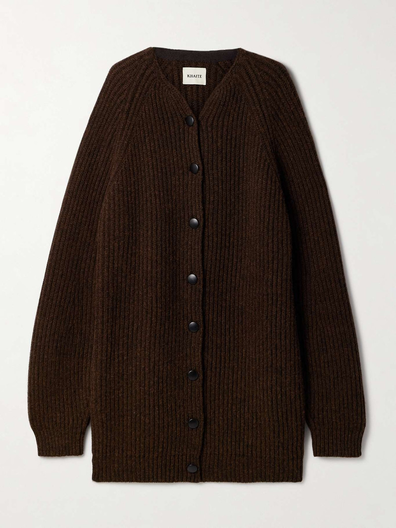 Jina oversized ribbed cashmere cardigan - 1