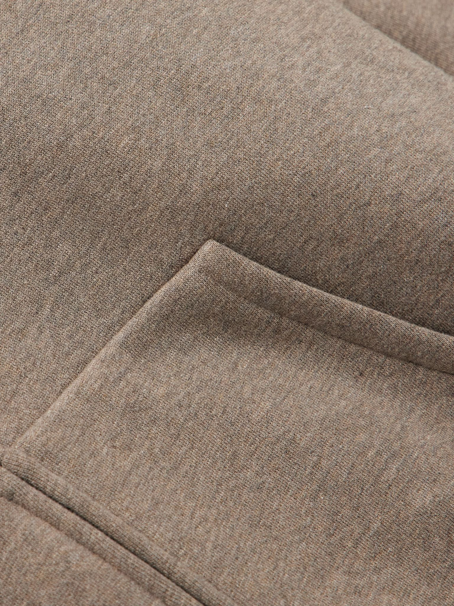 Logo-Appliquéd Cotton-Blend Jersey Zip-Up Hoodie Taupe - 4