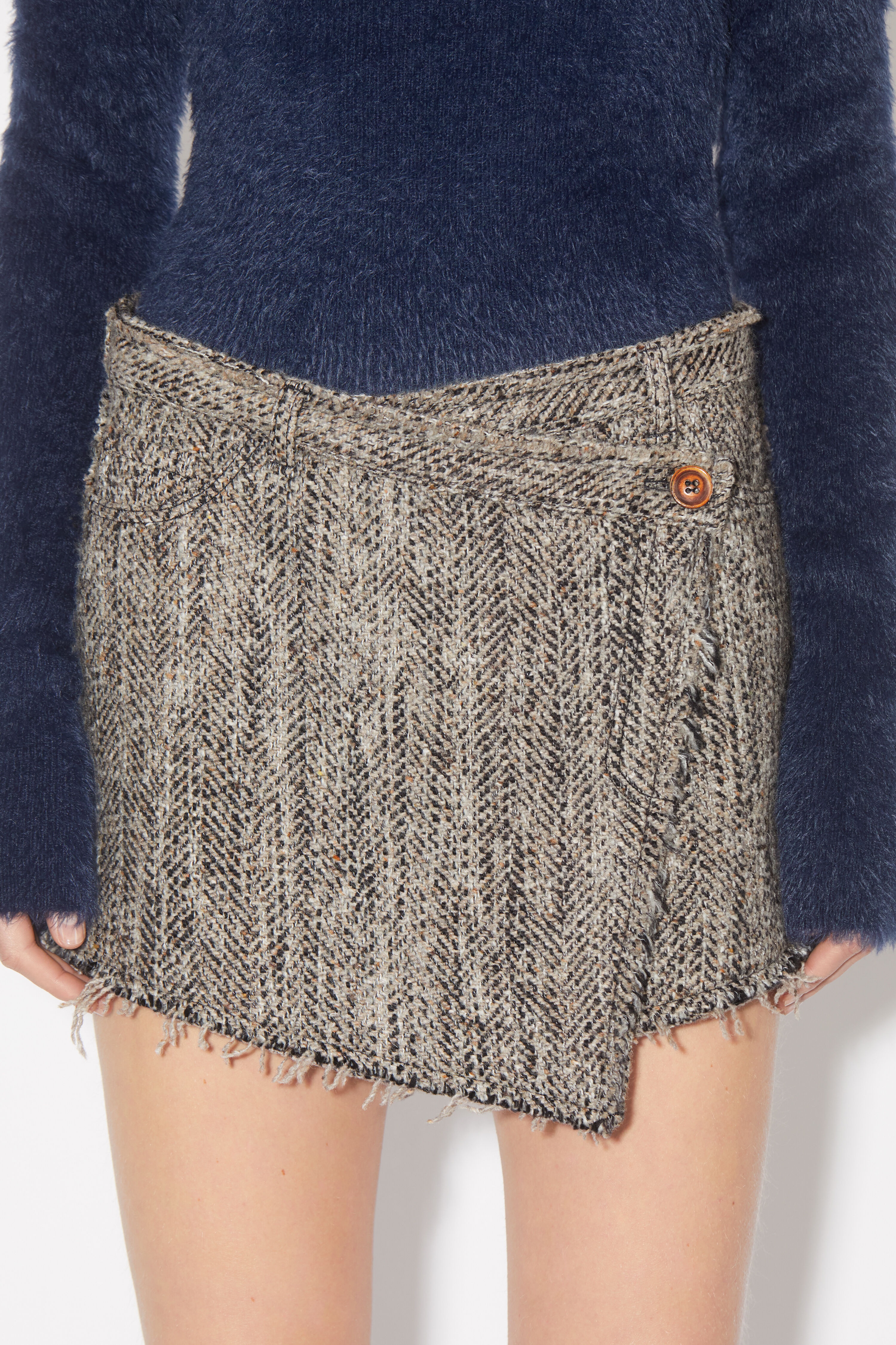 Herringbone wrap skirt - Brown melange - 5