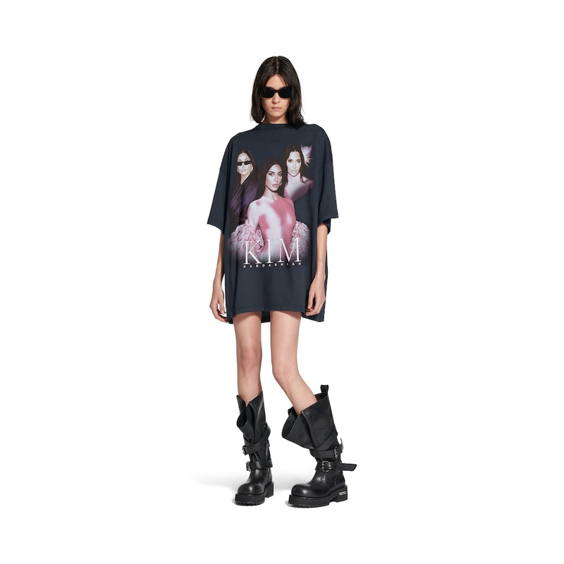 BALENCIAGA Kim K Oversized T-shirt in Faded Black outlook