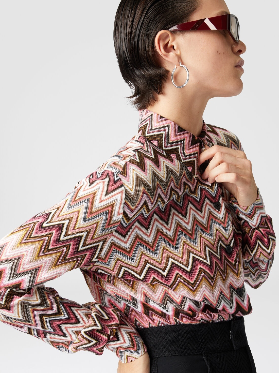 Zig zag cotton and viscose shirt - 5