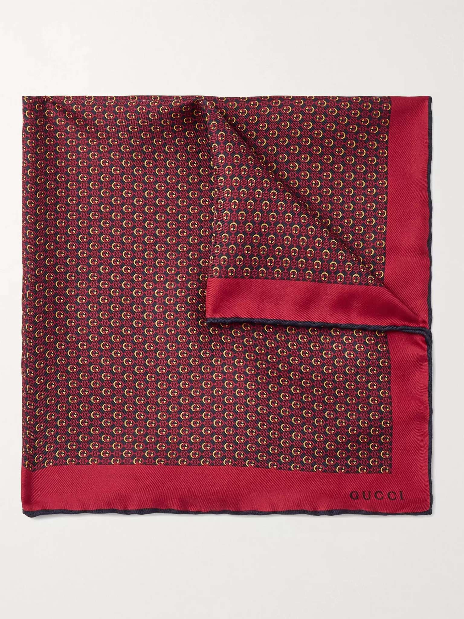 Monogram-Print Silk-Twill Pocket Square - 1