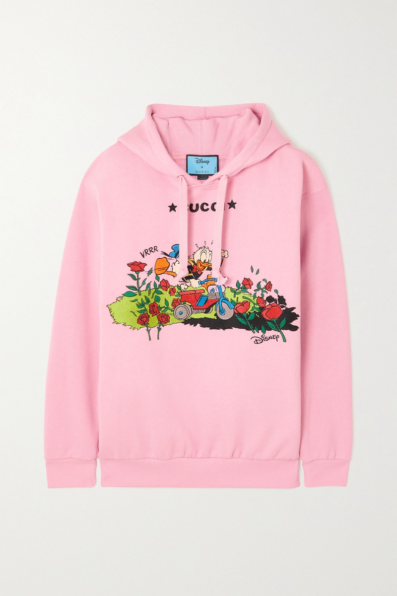 + NET SUSTAIN + Disney embroidered organic cotton-jersey hoodie Pink - 1