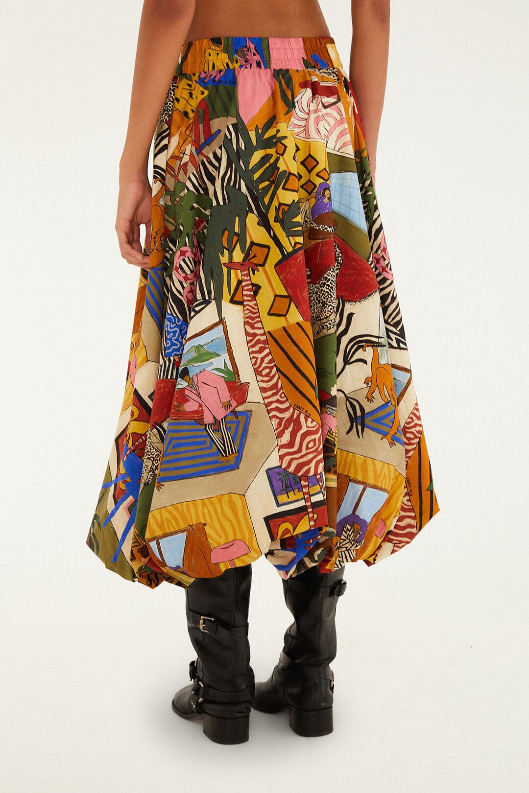 Multicolor Tropical Balloon Organic Cotton Midi Skirt - 3