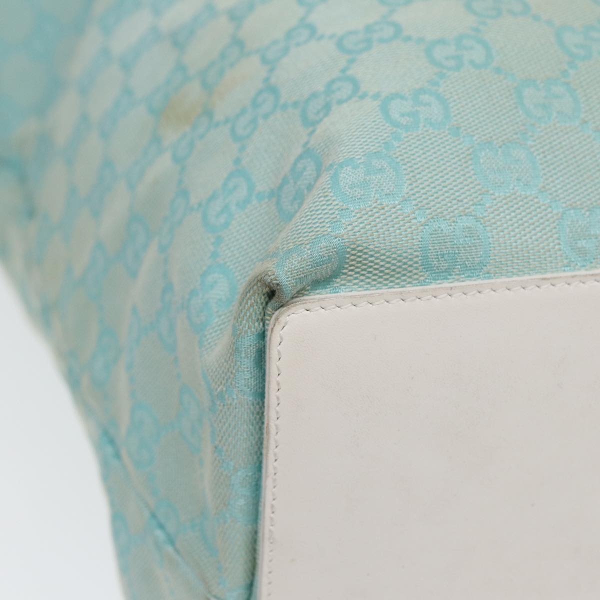 GUCCI GG Canvas Tote Bag Light Blue White Gold 002 002 - 11