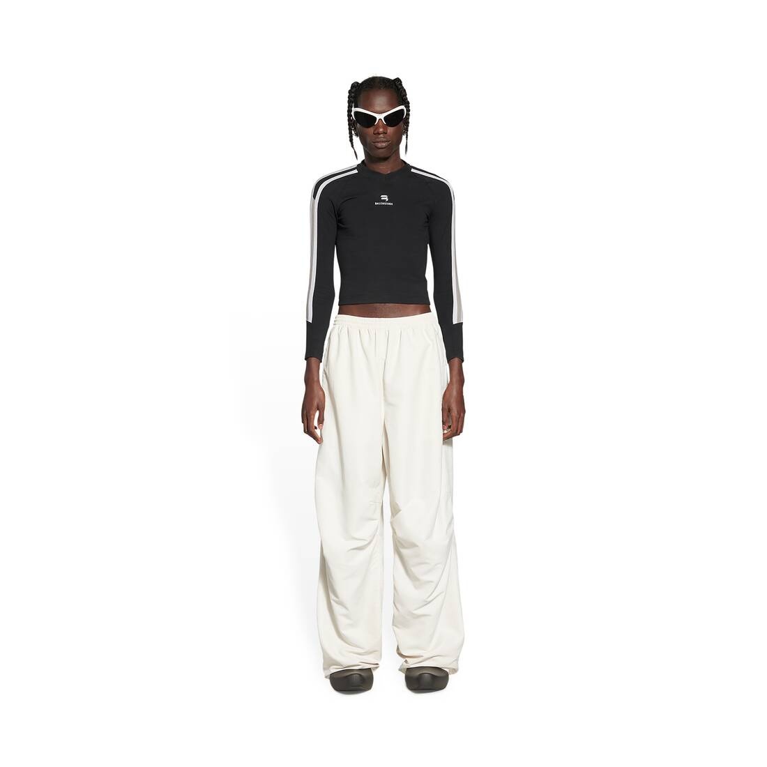 Sporty B Oversized Tracksuit Pants in White - 2