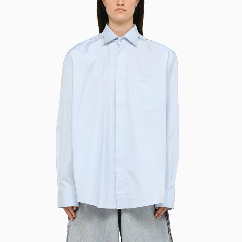 Light blue poplin oversize shirt - 1