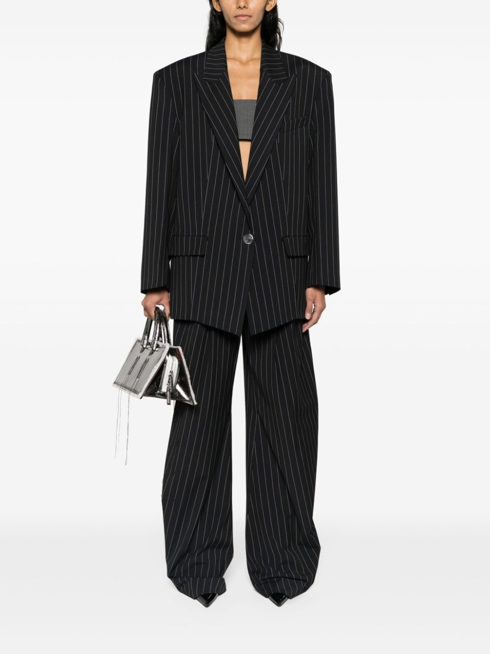 Glen pinstripe single-breasted blazer - 2