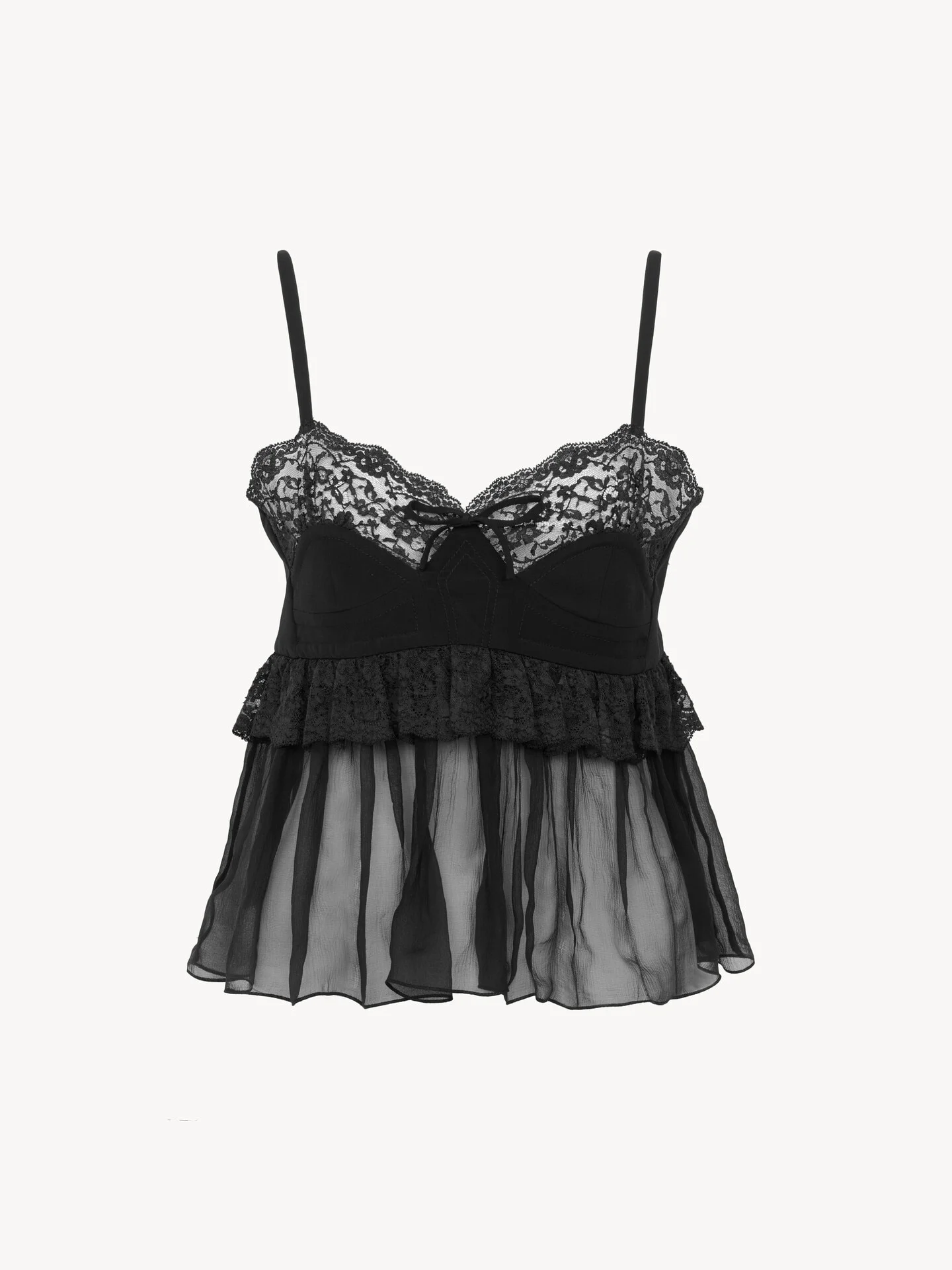 THIN-STRAP LINGERIE TOP IN CRÊPE DE CHINE - 1