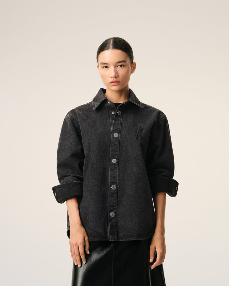 BLACK COTTON KNITTED AMI DE COEUR OVERSHIRT 3