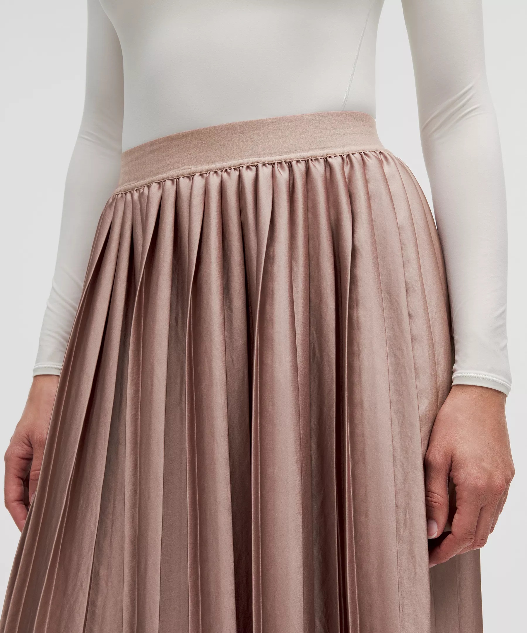 Satin Pleated Midi Skirt - 4