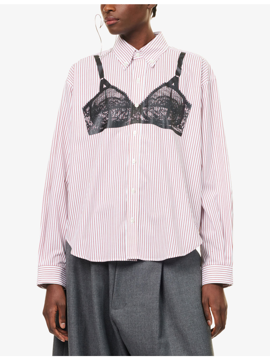 Trompe L'Oeil Striped Cotton-Poplin Shirt - 3