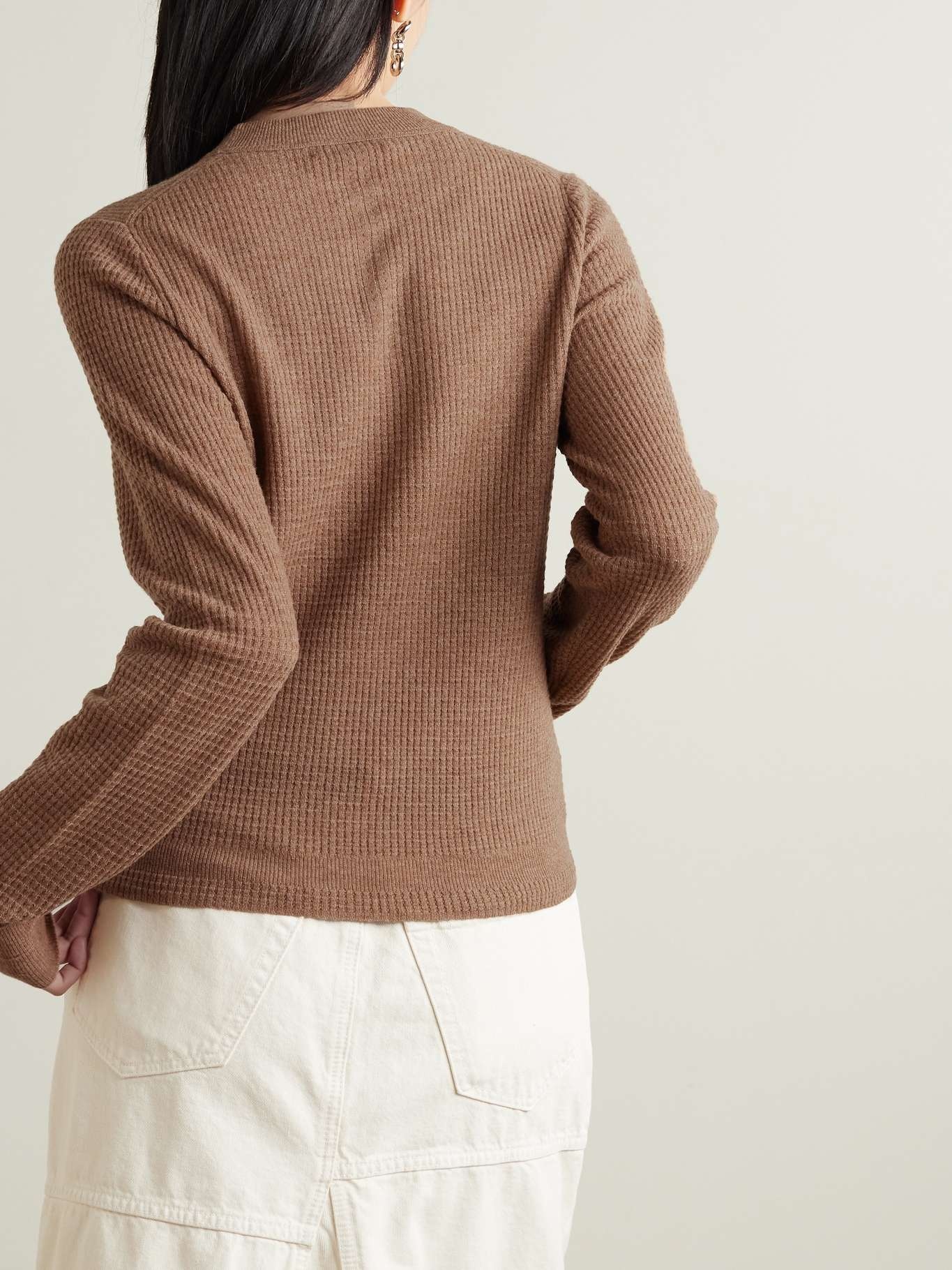 Waffle-knit wool and cashmere-blend sweater - 3