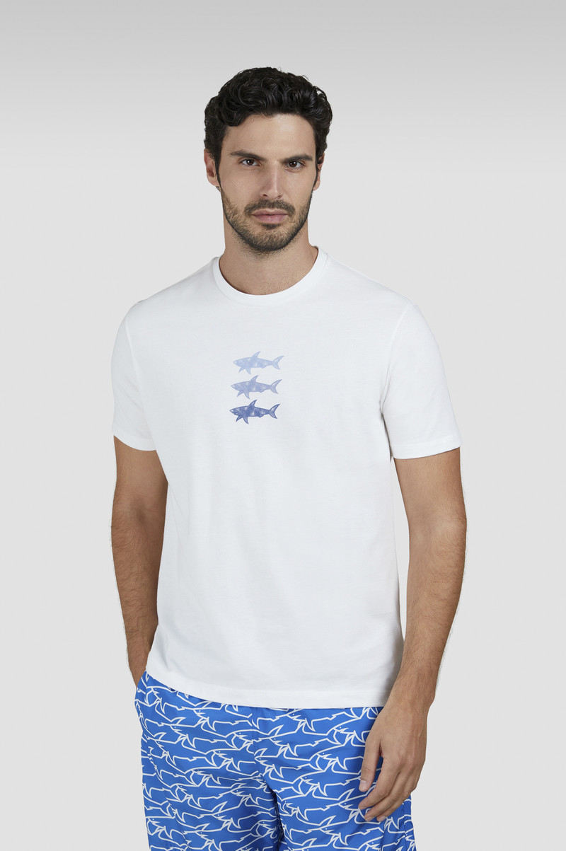COTTON JERSEY T-SHIRT WITH SHARKS PRINT 6