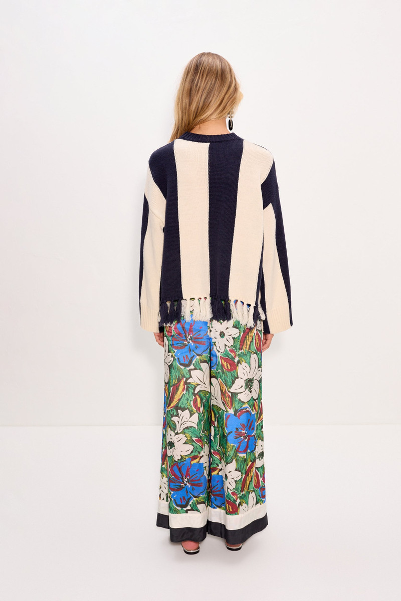 Faye Tassel Sweater In Navy/Cream 4