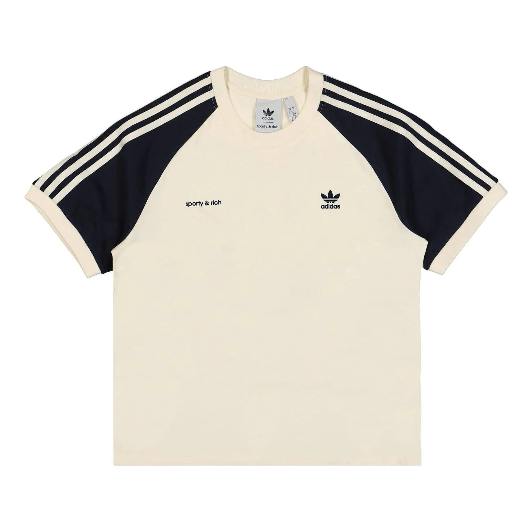 (WMNS) adidas Originals x Sporty & Rich T-shirt 'Cream White Navy' IN5251 - 1