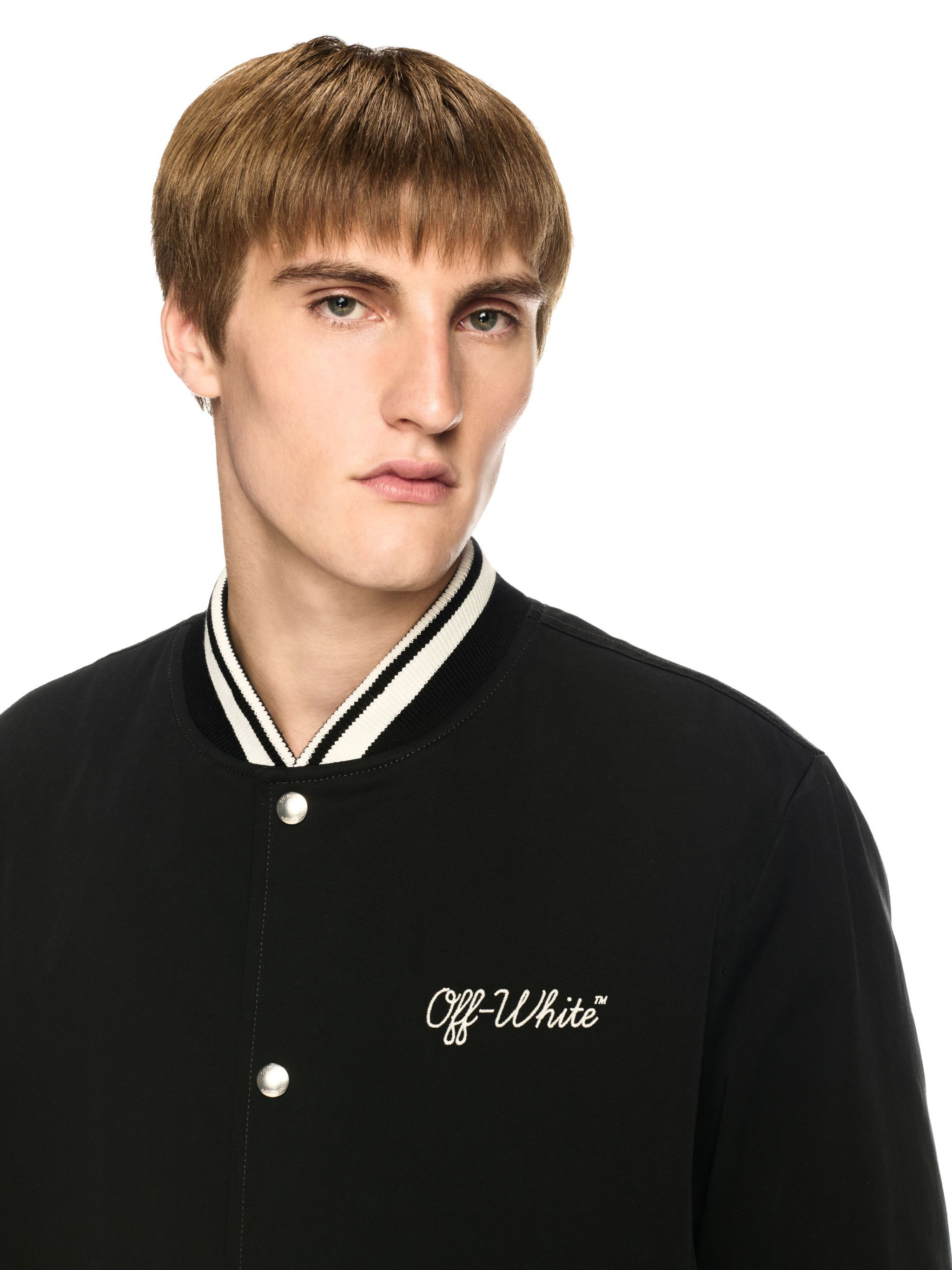 Black Script Souvenir Varsity Jacket - 5