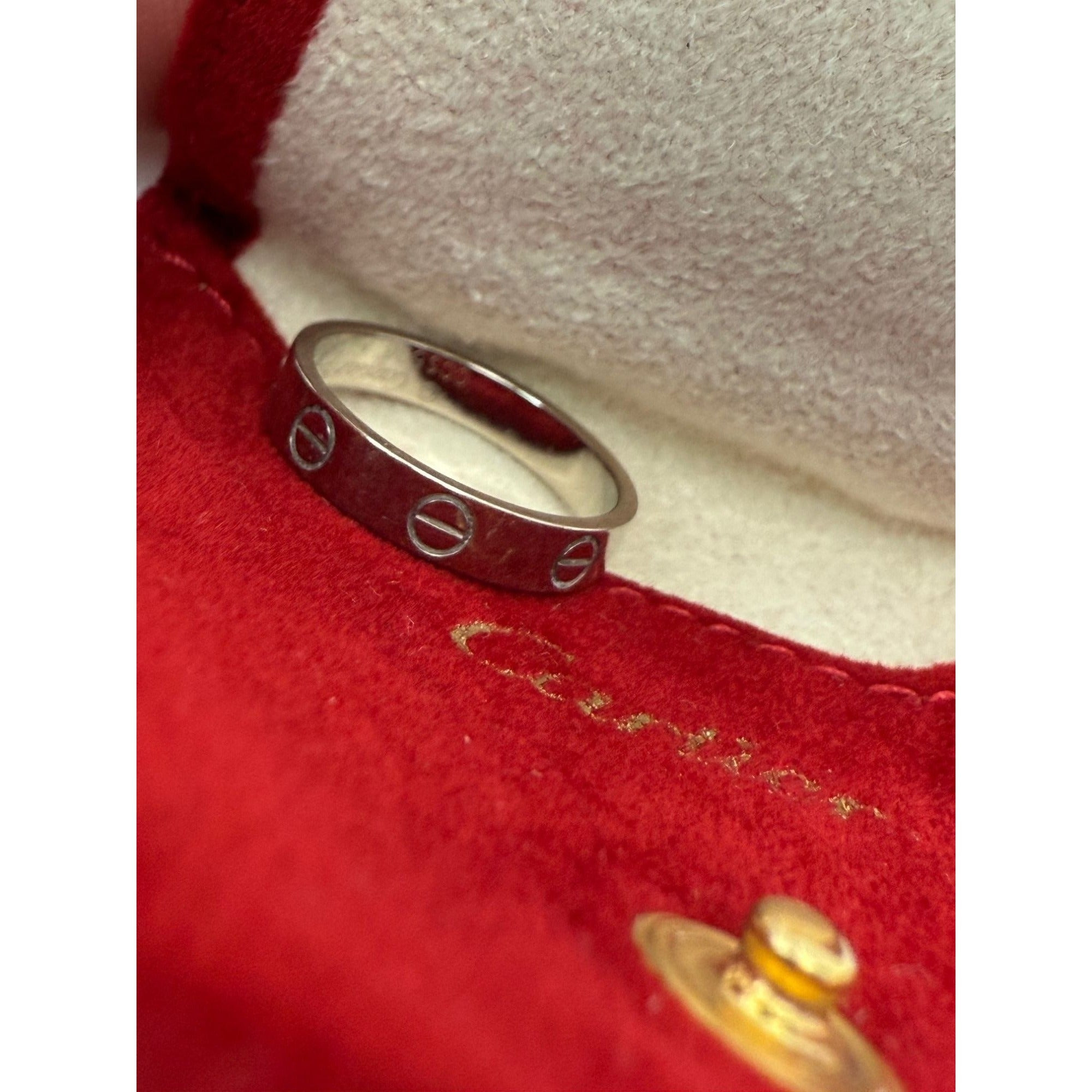 Cartier 18 K White Gold Love Small Model Wedding Band Ring Size 6 USA - 10
