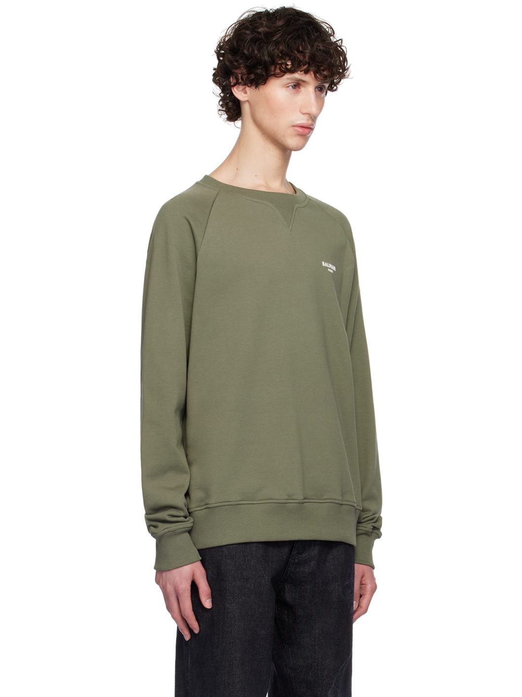 Khaki Flocked Logo Sweatshirt - 2