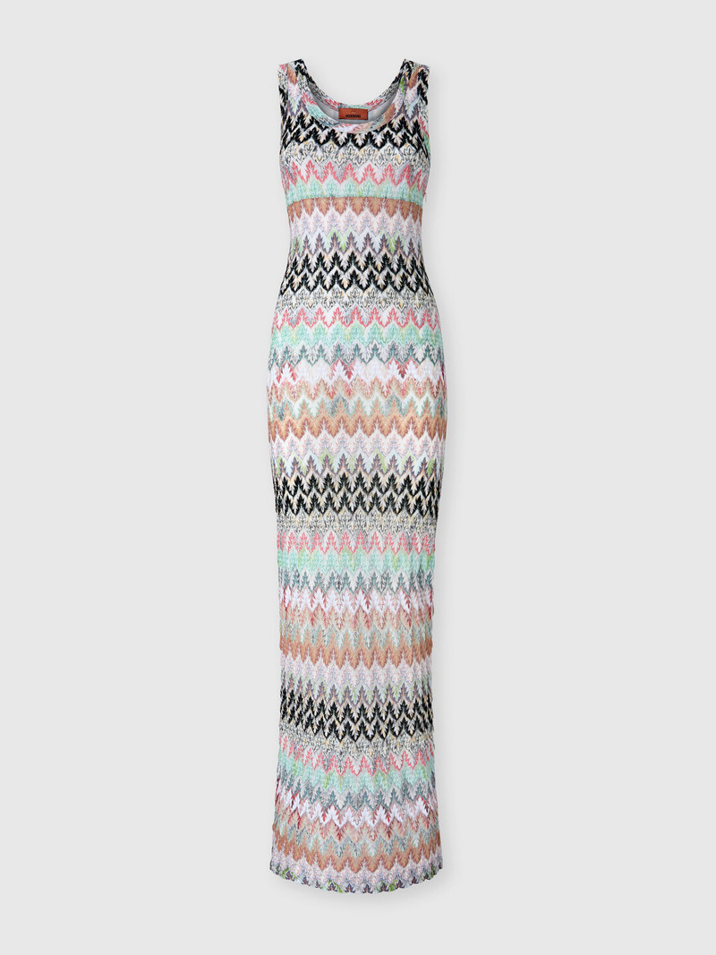 Viscose and Cotton Lamé Gown with Lace Motif 1