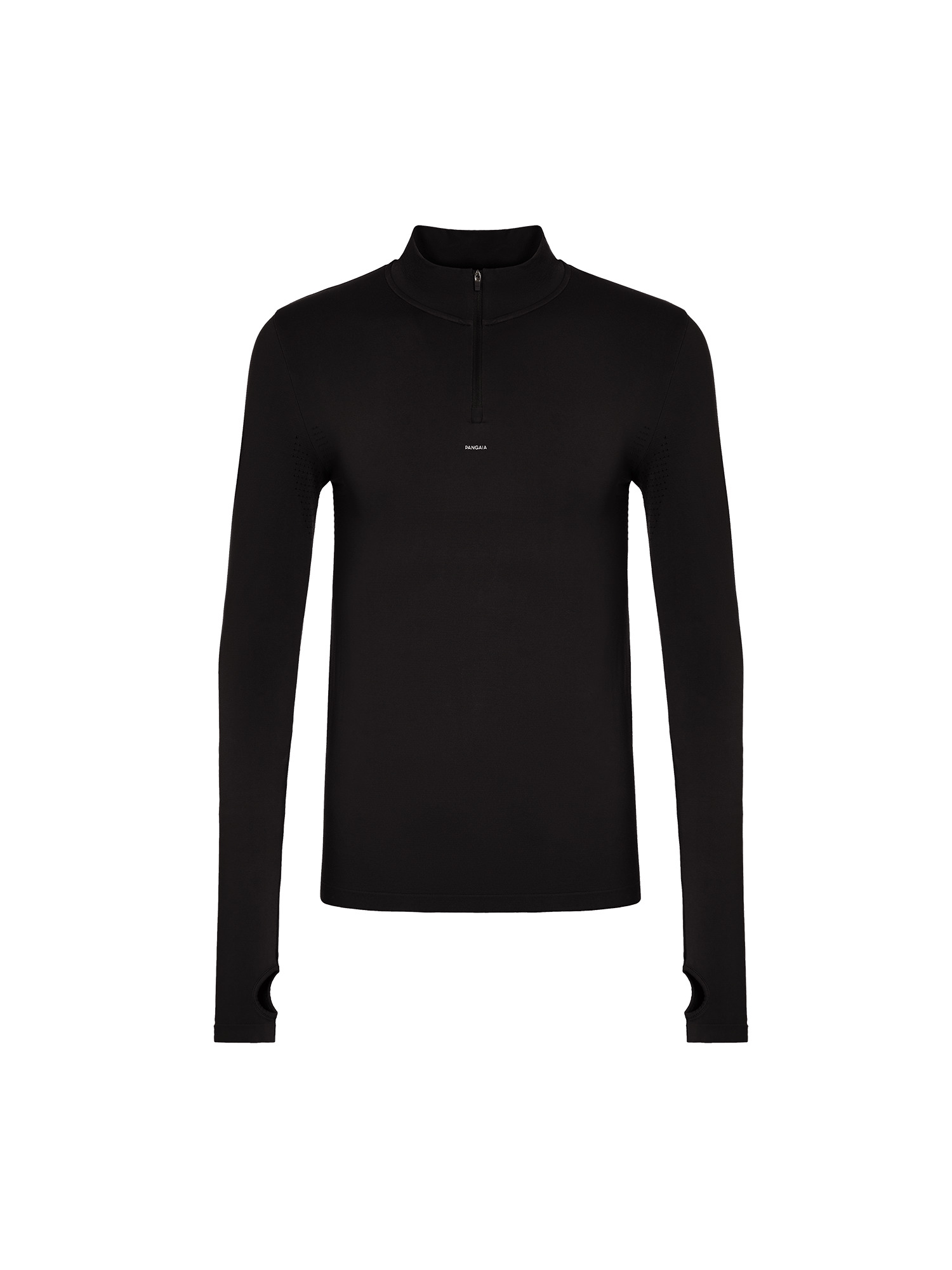 Mens Men's Plant-Stretch Long Sleeve Half-Zip Top - Black - 1