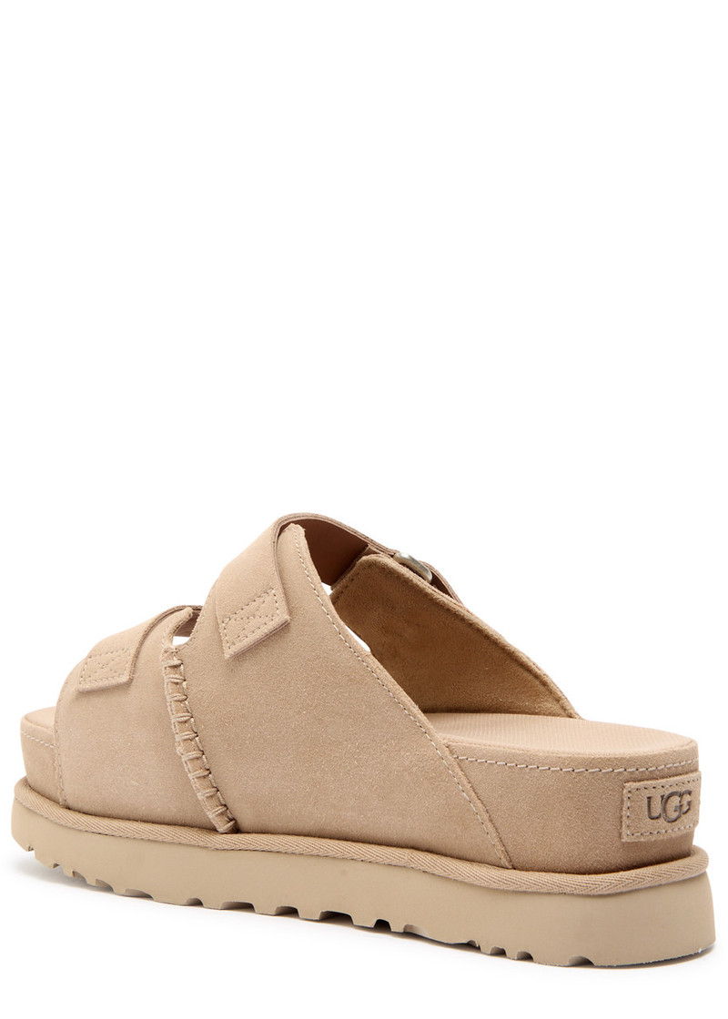 UGG UGG Women's Designer Goldenstar Suede Sand Flatform Sliders UK6 outlook