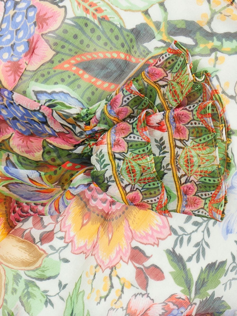 ruffled floral-print silk shirt - 6