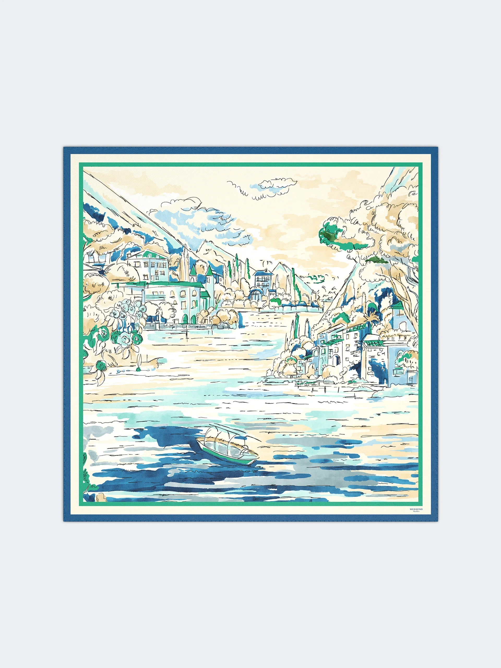 ONESTO Printed silk foulard - CHINA BLUE - 1