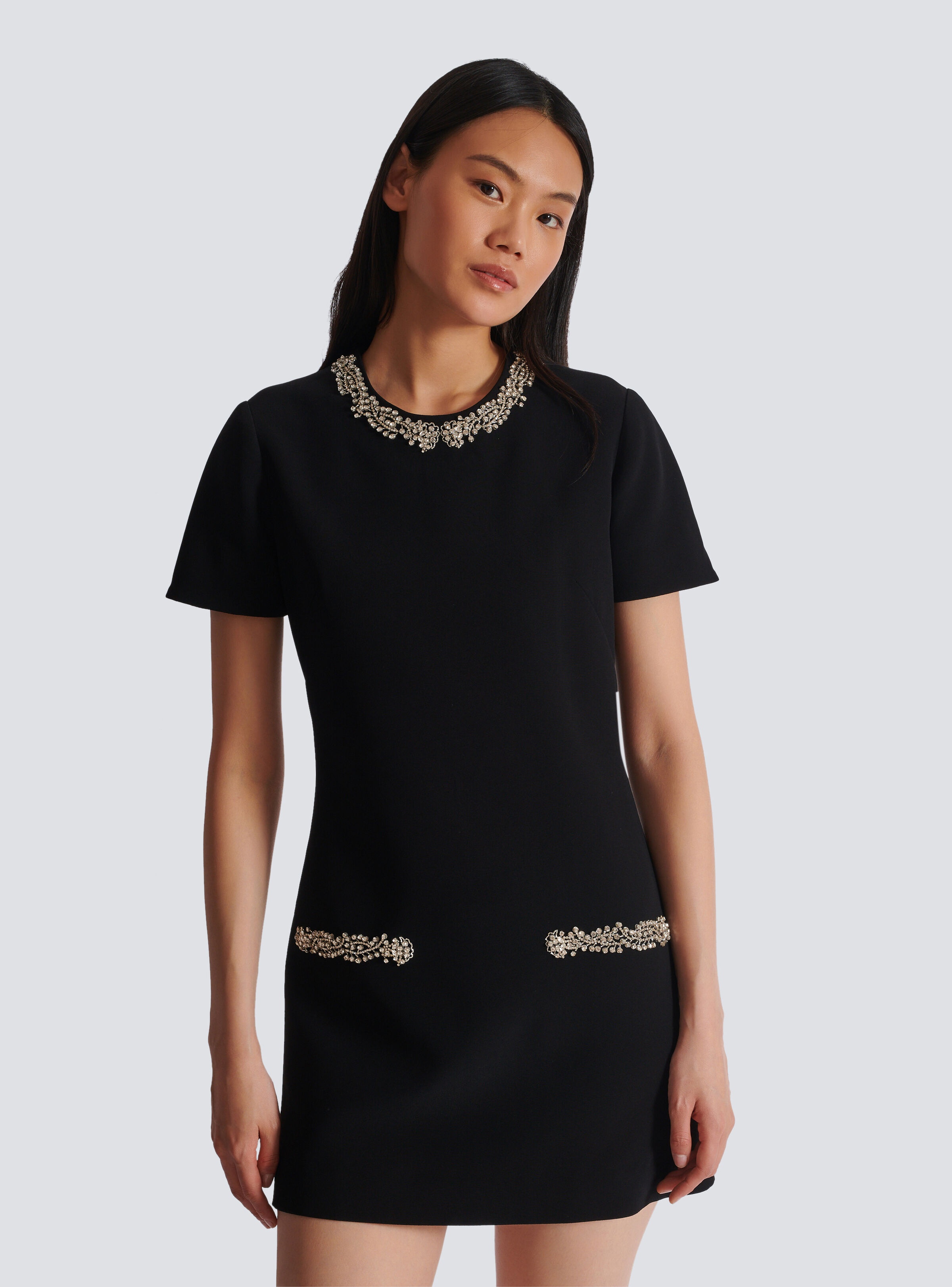 Embroidered crepe shift dress - 6