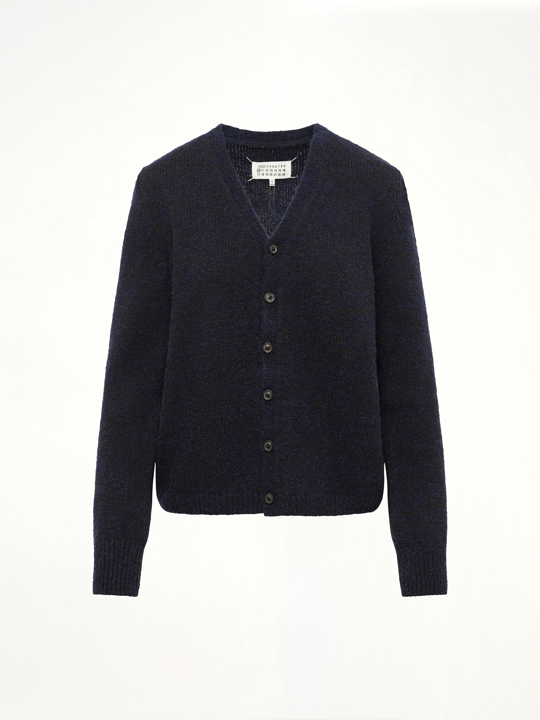 Gauge 5 Cardigan in Navy/Dark Brown - 2
