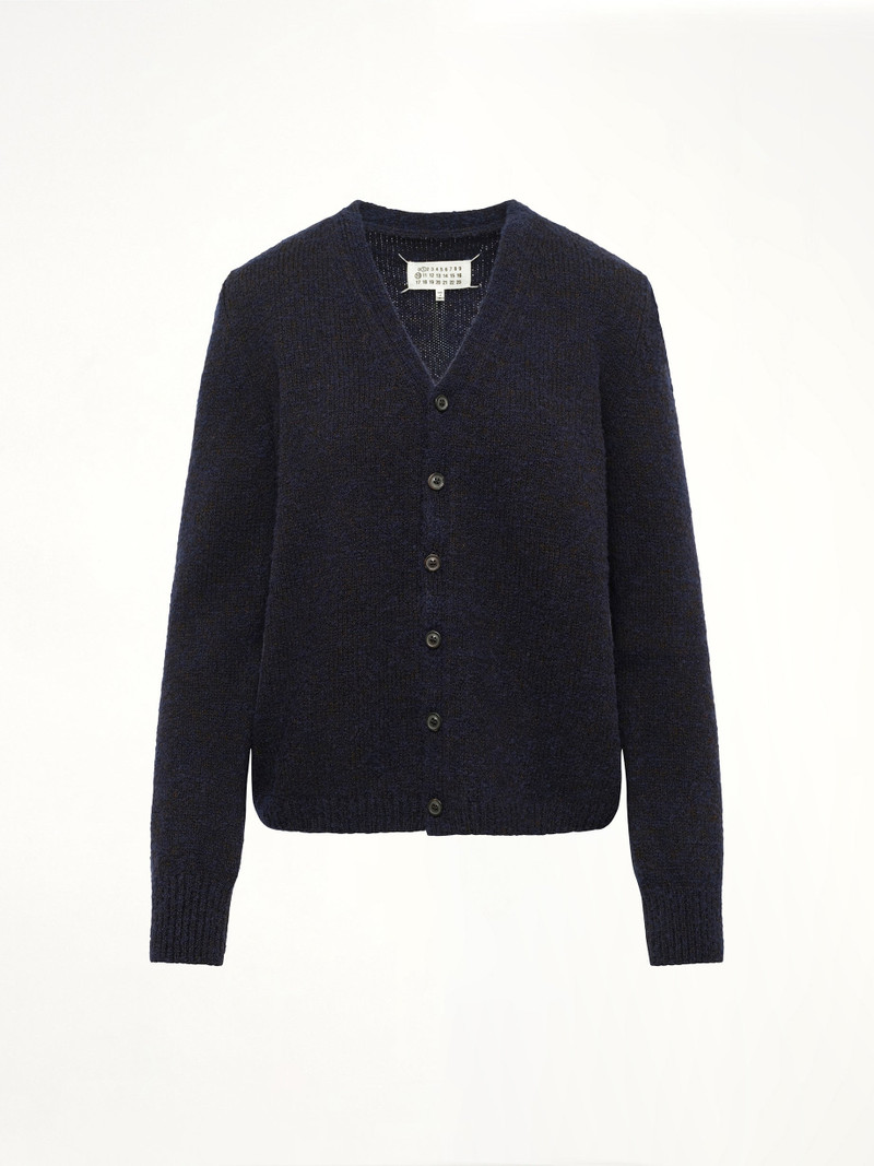 Maison Margiela Gauge 5 Cardigan in Navy/Dark Brown outlook