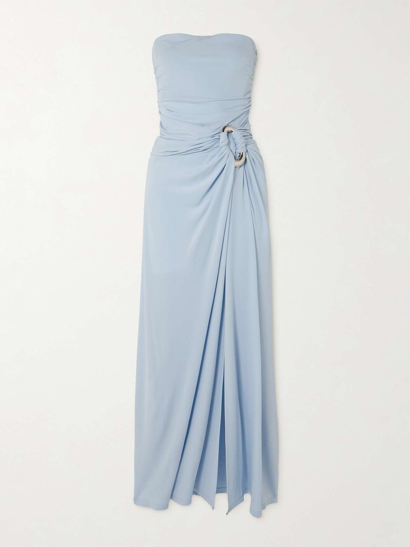 Emma strapless embellished draped stretch-jersey gown 1
