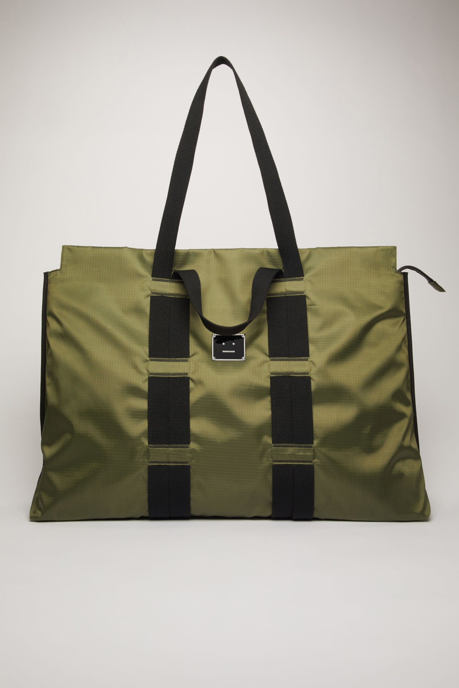 Logo plaque tote bag khaki green - 1