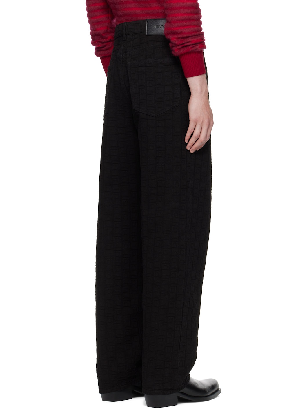 Black Monogram Five-Pocket Jeans - 3