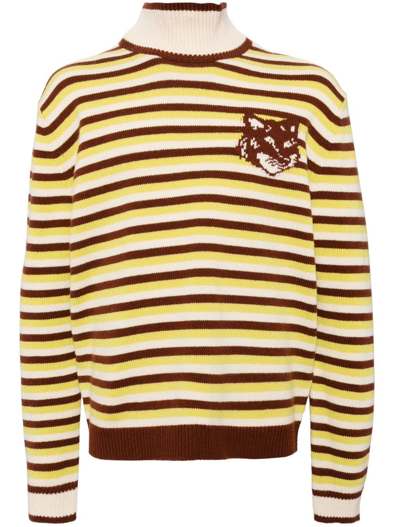 Fox head intarsia striped jumper 1
