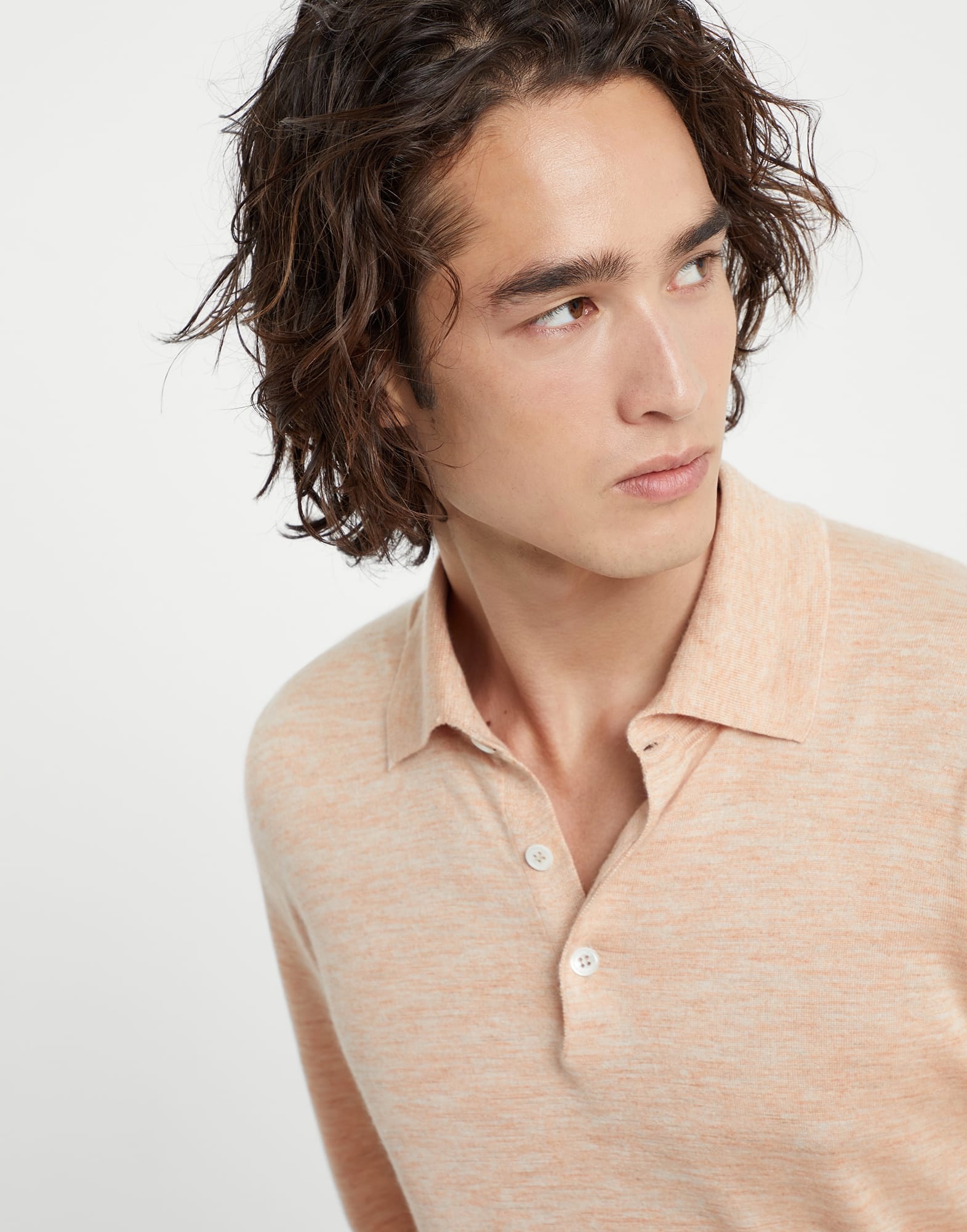 Lightweight cashmere, silk and linen knit polo shirt - 3