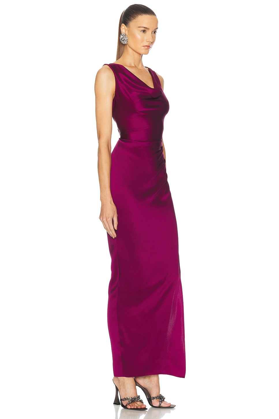 Satin Cowl Neck Gown - 2