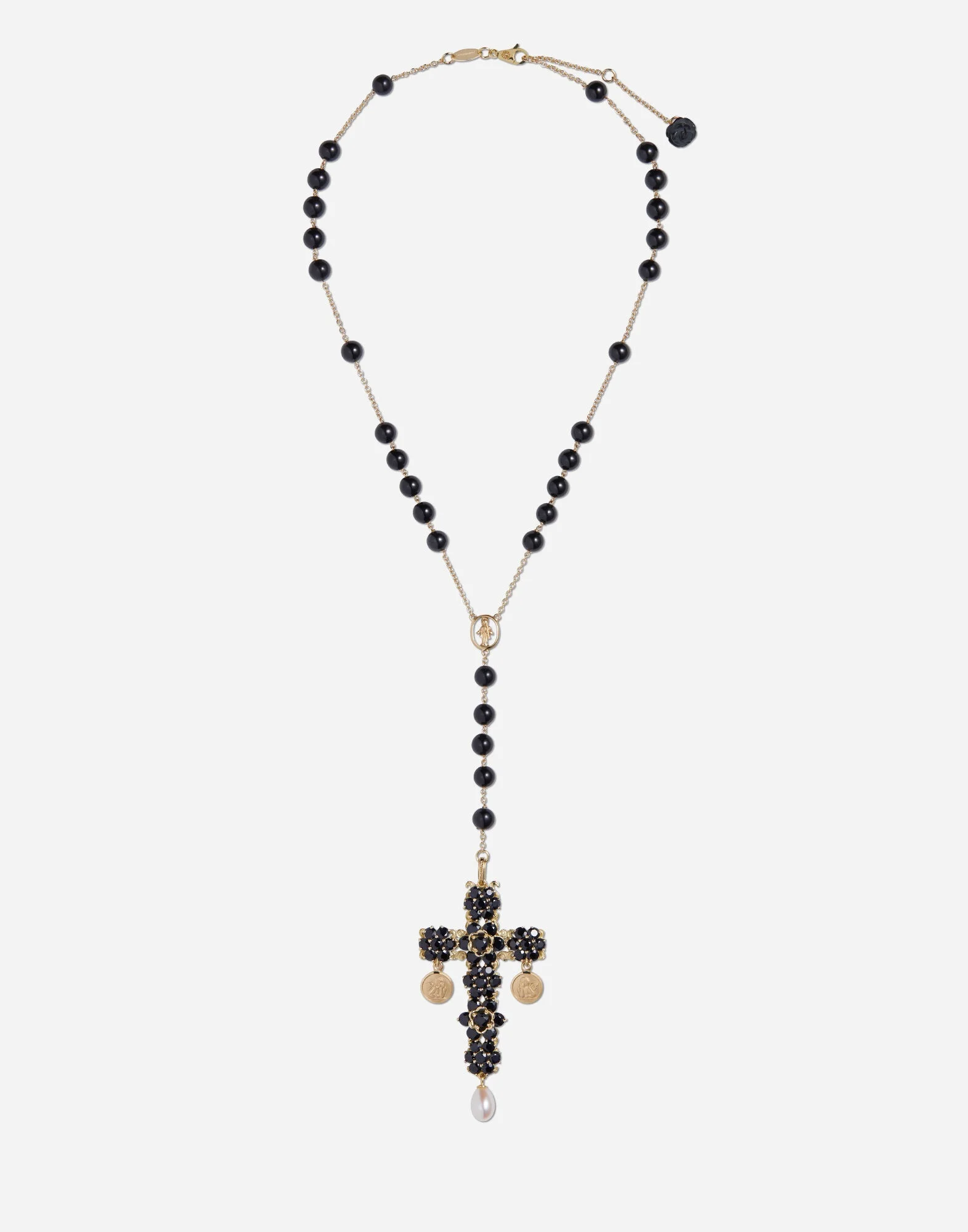 Tradition rosary in yellow gold black sapphires - 1