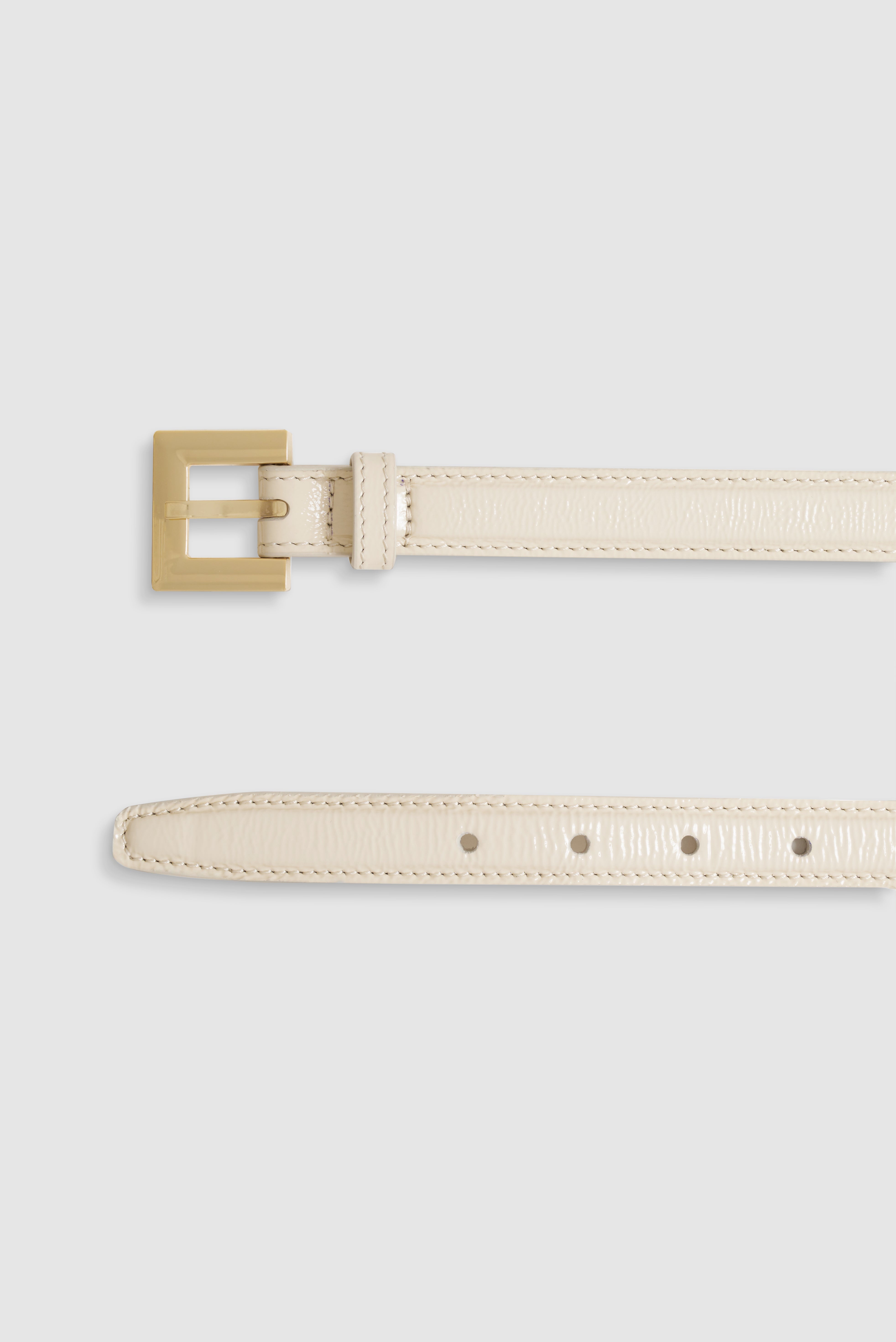 Nicola Belt - Bone Crinkled Patent - 3