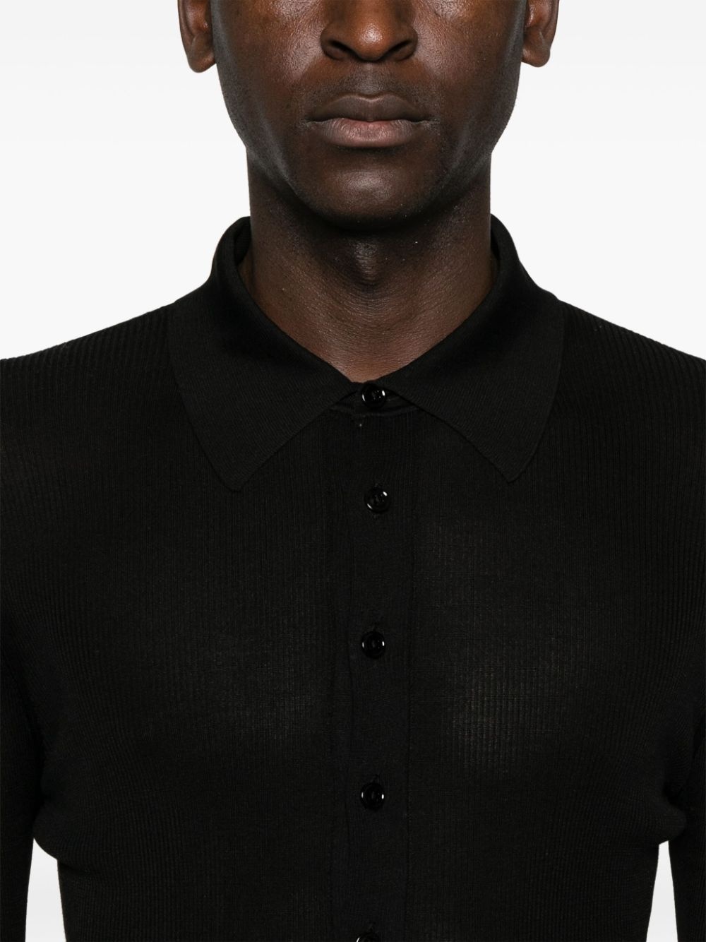 fine-ribbed silk polo shirt - 4