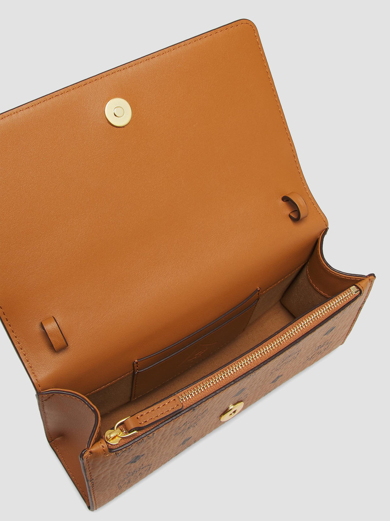 Women's Visetos Leather Mini Crossbody Bag - Cognac 4